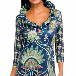 Gretchen Scott Designs Ruffle neck cocktail dress